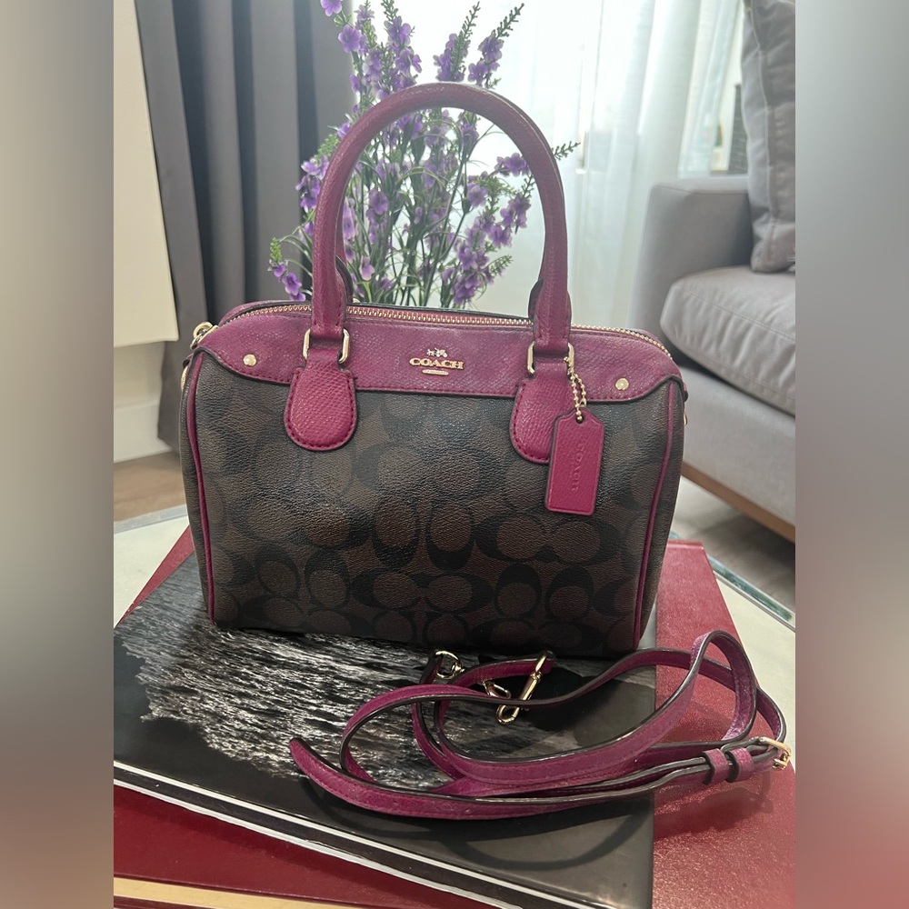 Coach F36702 Mini Bennett Signature Saffaino Leather Satchel Crossbody
